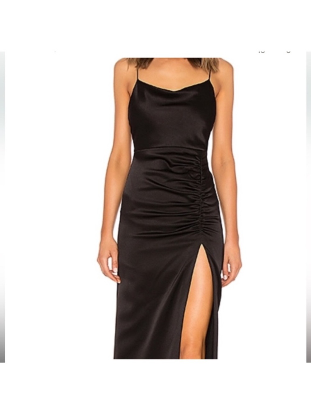 Alice + Olivia rouched midi slit dress